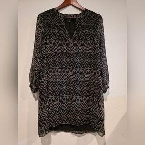 Madewell Smock Tunic Dress Caravan Tribal Geo Sz XXS Mini Lightspun Black